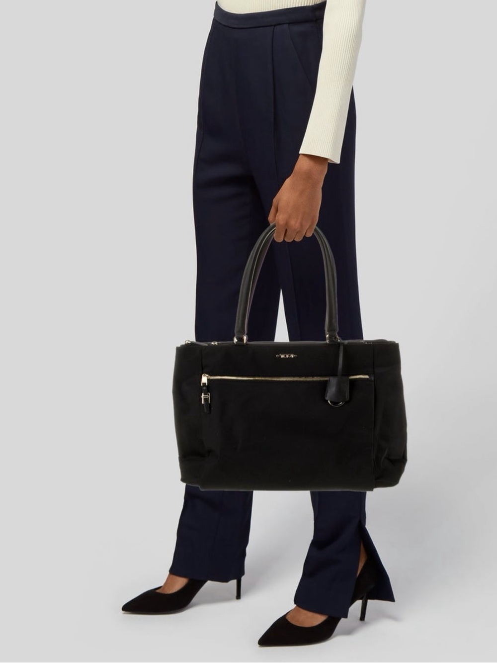 Tumi Black Nylon Catarina Medium Tote with Gold Hardware - Picture 2 of 7
